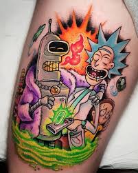 neo-traditional tattoo — thigh