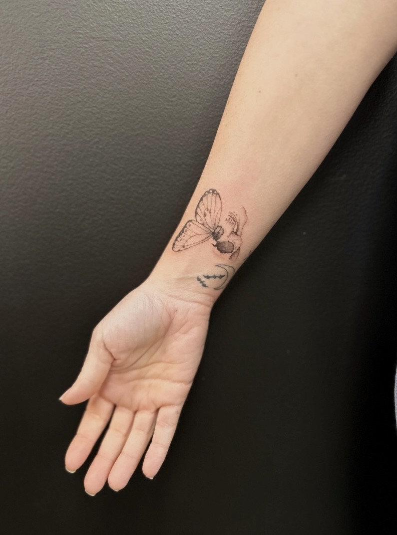 Hashtag Hannah — fine-line on wrist