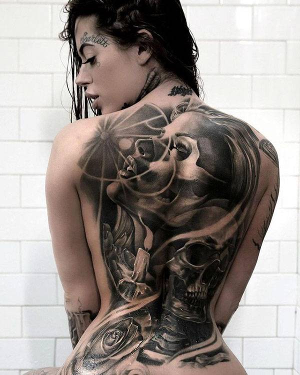 Mara Voss — black-and-grey-realism on back