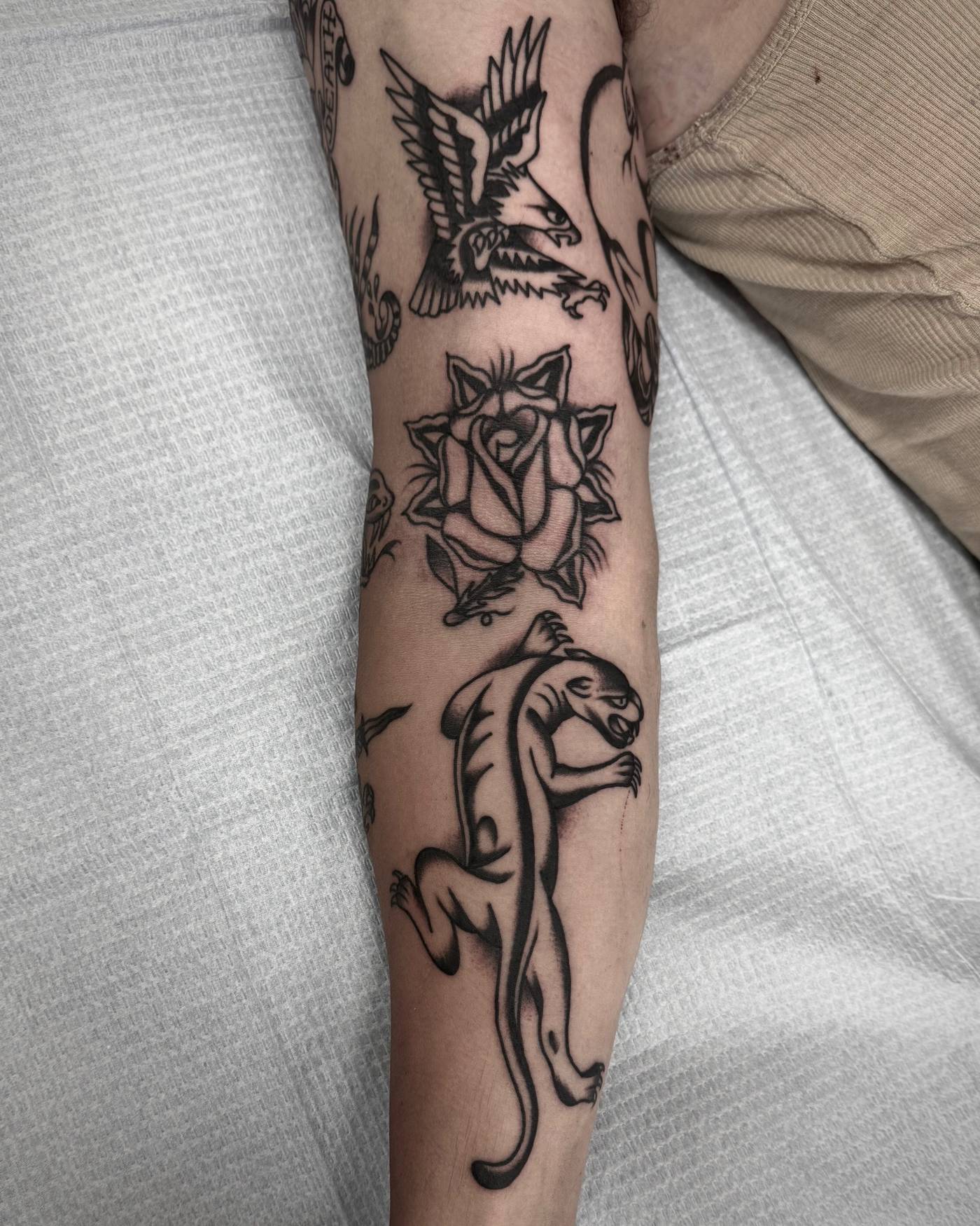 Work by Nick Mella on forearm